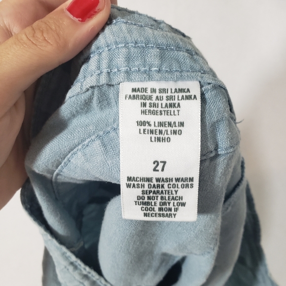 LUCKY BRAND Linen Shorts BLUE ADJUSTABLE length LINEN SHORTS size 4/27 C… - Picture 11 of 11